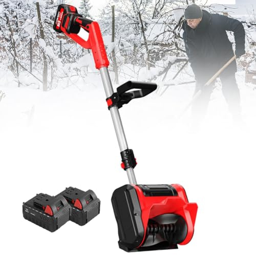 Chasse-neige à direction réglable, souffleuse à neige sans fil 2 200 tr/min avec 2 batteries, pelletage puissant, pelle à neige électrique pour allées, pour déneiger les allées, les marches, les pat