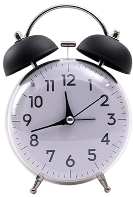Shuade Sveglia retrò a doppia campana, silenziosa, grande, 10,2 cm, per chi dorme pesante, analogico, con luce notturna