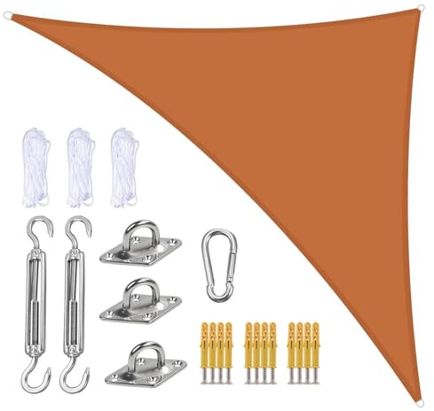 Tenda da sole triangolare di alta qualità, 4 x 4 x 5,7 m, protezione UV al 95%, traspirante, resistente alle intemperie, vela ombreggiante per giardino, balcone, patio, include occhielli e corde di