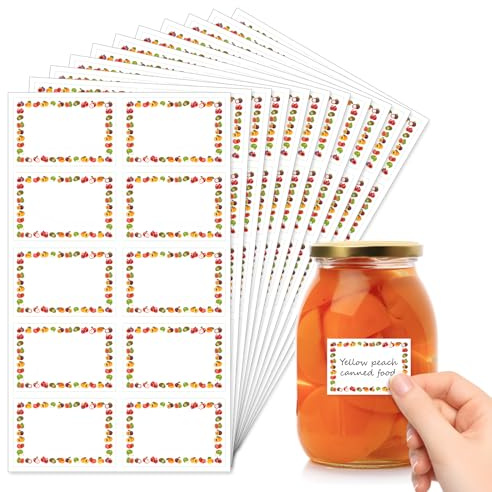 Jam Labels for Jars, 200Pcs Easy Peel Off Jam Jar Labels, Self Adhesive Waterproof Food Label Stickers Freezer with Easy Write Surface for Jams & Preserves(40 x 60mm)