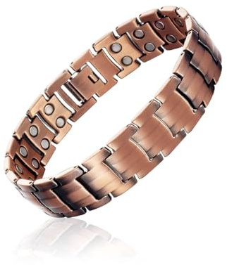 HUVZOR bracelet magnétique,Cuivre avec Aimants de Bracelets Aimanté en Cuivres Massif Bague en Cuivres Anneau en Cuivre pour Femme Bracelet(bronze)