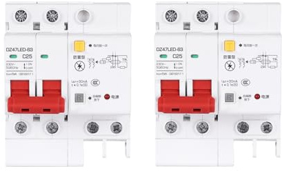 2pcs DZ47LED 2P 220V 3KA 25A Disjoncteur Différentiel (RCD/RCBO/RCCB) Interrupteur Principal Avec Protection Contre Les Surtensions Et Fuites À La Terre