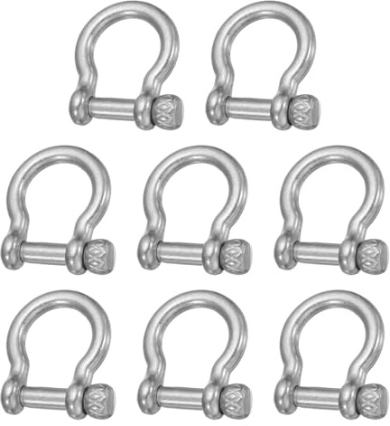 QUARKZMAN Grillete De Tornillo, Anilla En D De Aleación De Zinc De 8.5mm Grillete Tipo U Conector De Junta Atornillada Para Llaveros Pulseras, Paquete De 8, Plata Gris