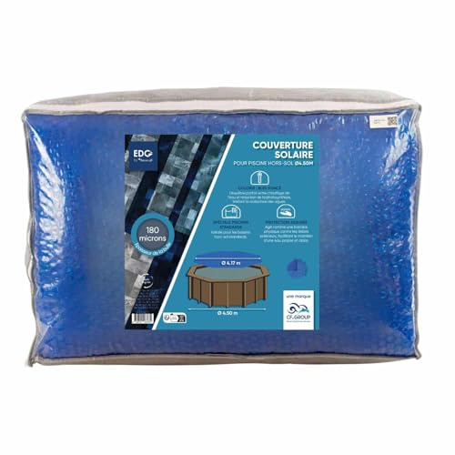 EDG by AQUALUX INTERNATIONAL Bache Solaire Piscine Diam 417 Bleue Foncée 180 Microns sans Ourlet EDG pour Piscine autoportante Diam 457 Gamme EDG Confort