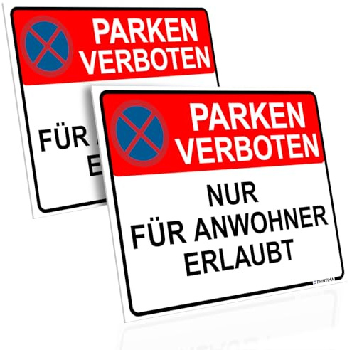 PRINTIMA 2x Schild PARKEN VERBOTEN – NUR FÜR ANWOHNER ERLAUBT 40x30 cm PCV inkl. Befestigung – Parkverbot Einfahrtsschild für Anwohnerparkplatz