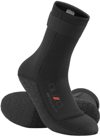 JiaWell 5MM Neopren Socken Thermische Wärme Neoprenanzug Socken Für Männer Frauen Anti-Rutsch Strand Für Tauchen Schnorcheln Schwimmen Surfen Segeln Wassersport(Large)