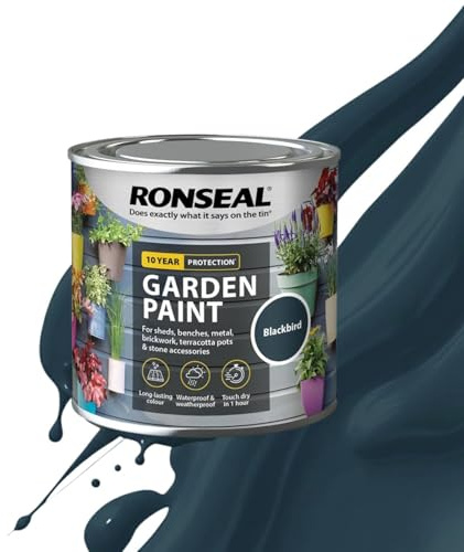 Milena Blackbird Garden Paint 750ml, Water Based Wooden Paints, Fast Drying Matt Finish, Long Lasting Fade Resistance Fence Paint, DIY Colour for Brick, Flower Pots (Blackbird, 750 M L)
