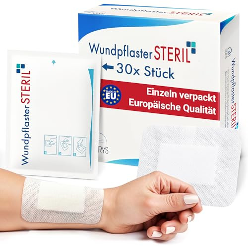 MedTreu Wundpflaster steril 8x10 cm – 30 Stück einzeln verpackt | Selbstklebender Wundverband mit saugfähigem Pad | Pflaster für empfindliche Haut, atmungsaktiv &wundauflage (8x10cm (30 Stück))
