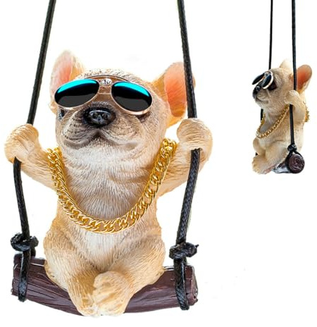UYVPAER Autospiegel Anhänger Auto Anhänger Für Spiegel Auto Deko Autozubehör Zum Aufhängen Bulldogge Deko Ückspiegel Nette Innen Dekoration Hänge Ornament Charms Geschenke Für Damen Und Herren