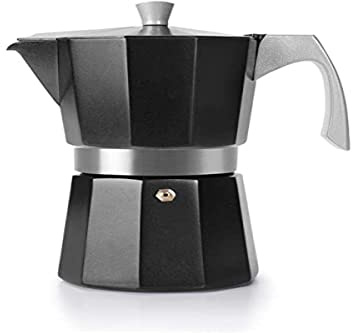 Ibili - Cafetière à Expresso Evva Black, 12 Tasses, 600 ml, Fonte D’Aluminium, Compatible avec les Plaques à Induction