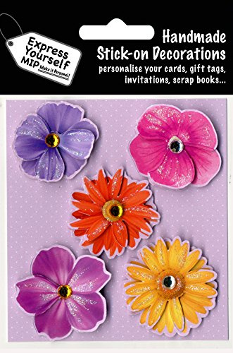 EXPRESS YOURSELF MIP, self adhesive Pansies Toppers - Ideal for Card Making, Gift Wrapping, Scrapbooking, Papercrafts, Childrens Crafts etc