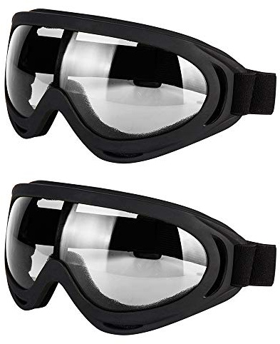 LJDJ Motorcycle Goggles - Glasses Set of 2 - Dirt Bike ATV Motocross Anti-UV Adjustable Riding Offroad Protective Combat Tactical Military Goggles for Men Women Kids Youth Adult