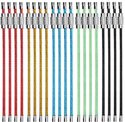MaoXinTek Portachiavi Filo Chiave Anello Loops Cavo in Acciaio Inossidabile Ingranaggi per l'attaccatura Targhetta per i Bagagli, Portachiavi e Custodi ID Tag 20pcs, 2mm