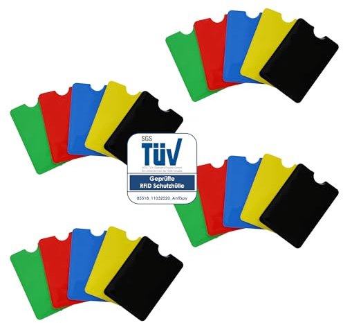AntiSpyShop RFID Schutzhüllen, TÜV geprüft, NFC Blocker - Kreditkarte, Bank EC Karte Abschirmung - 20er Pack