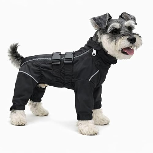 Dogs Waterproof Jacket, Lightweight Waterproof Jacket Reflective Safety Dog Raincoat Windproof Snow-proof Dog Vest for Small Medium Large Dogs Black M