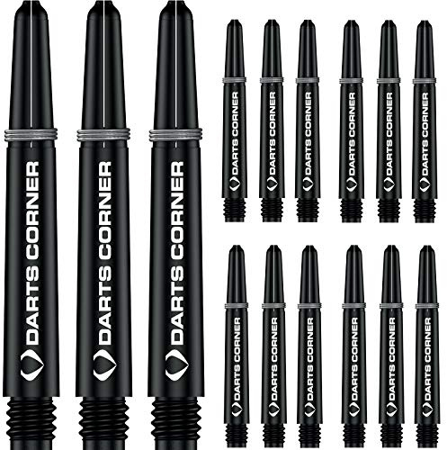 DESIGNA DARTS S0737 Stems | 5 Sets of Tough Nylon Darts Corner Dart Shafts including Steel Ring, Midi, Black