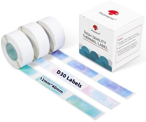 Phomemo D30 Labels - Nebula/Galaxy Series Adhesive Thermal Labels, 12mm x 40mm, 3 Rolls (160 Each),Phomemo D30 Maker Tape for Gift Wrapping, New Year and Various