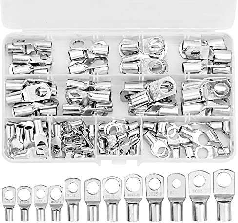 MUSEDAY 80 Stück Rohrkabelschuhe Kabelschuhe Verzinnte Kupferklemmen Ringkabelschuhe SC Quetschverbinder Sortiment Elektrische Steckverbinder für Kabelschuhe 6mm² 10mm² 16mm² 25mm² 35mm² M6 M8 M10