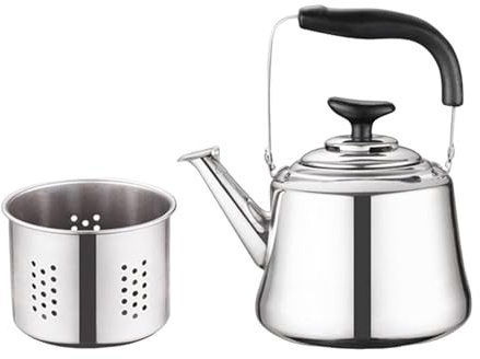 KTUXZCI Bollitore in acciaio inossidabile da 1 litro, bollitore a fischio a di grandi dimensioni, fornello induzione per bollire il caffè