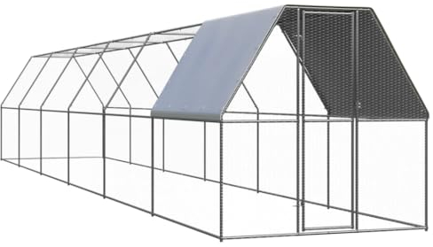 vidaXL Outdoor Hühnerkäfig 2x12x2m Verzinkter Stahl Hühnerstall Freilaufgehege