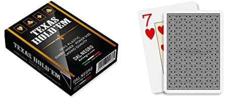 Dal Negro – Mazzo di Carte Professionali Poker Texas Hold'em Casino Quality, Plastificate e Impermeabili, 1 Mazzo da 55 Jumbo Index con Jolly, Retro Nero, Made in Italy