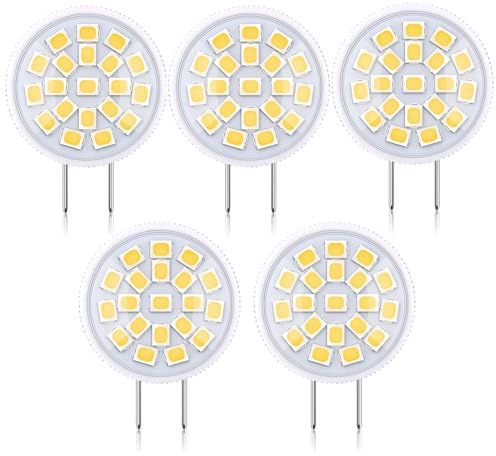 ZSSXOLED G8 LED Bulb G8 Mini Thin Puck Light Bulb 3.5Watt (35W Halogen Bulb Equivalent) T4 G8 Bi-Pin Base 120V 6000K White G8 Bulb for Under Counter Kitchen Lighting, Under Cabinet Light (5-Pack)
