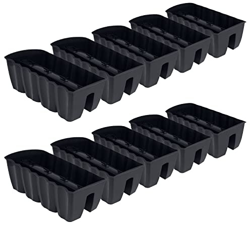 PAFEN 10x Blumenkasten Hängetopf - 58,5 x 28,5 x 20,5cm -Blumentopf Pflanztopf Balkontopf Geländertopf Geländerkasten, Anthrazit