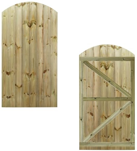 Made to Measure 6ft Wooden Garden Gate, Custom T&G Fully Framed Arch Top Treated Timber Door for Outdoor Pathway Home Access, MAX 180cm High x MAX 90cm Wide