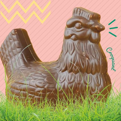 Moulage chocolat PAQUES LA POULE JOSEFINE chocolat lait éclats de noisettes170g - chocolat de Pâques - Fabrication 100% artisanale et Française - chocolat lapin poule cloche poussin oeuf