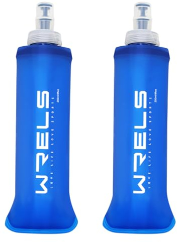 WRELS Collapsible Soft Flask Running Water Bottle for Running Vest BPA-Free Sports Water Bottle for Hiking Cycling and Traveling,Camping(250ml-2 Packs)
