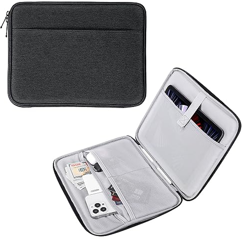 MoKo Custodia per Tablet da 13 Pollice, Custodia Morbida con Multitasche per 13 iPad PRO M4 2024, 13 iPad Air M2 2024, iPad PRO 12.9 M2 2022/2021/2020/2018,Surface Laptop Go 12.4,Nero & Grigio