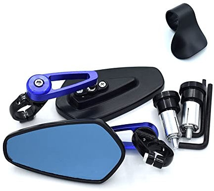 PRIZOM Lenkerspiegel Rückspiegel Für Suzu&ki K&ATANA Gsx F 600 750 Sv 650 S Dl650 ZX799 Universal 7/8  22 Mm Lenker Motorrad Lenkerendenspiegel Motorradspiegel(Blue)