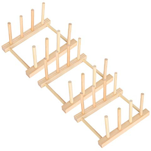 LetCart Bambus Abtropfgestell, 3 Stück Bambus Geschirrabtropfgestell, Geschirrabtropfgestell aus Holz Küchenschrank-Organizer für Schüssel Tasse Schneidebret Buch (14 x 13,5 x 10cm)