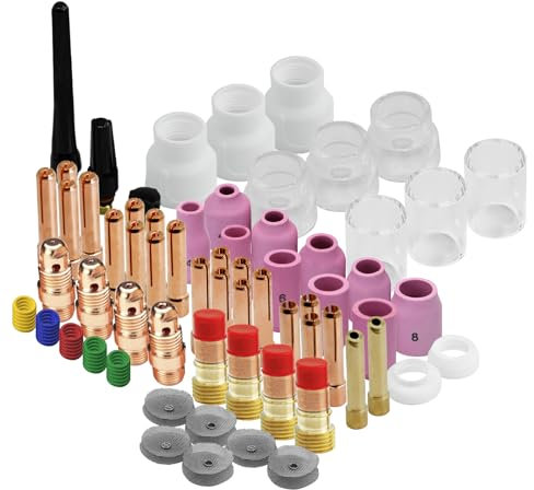 AWLOLWA 90PCS TIG Welding Torch Accessories Glass Cup Alumina Nozzle Stubby Gas Lens #12 Kit for TIG WP-17/18/26