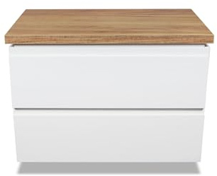 VBChome Badezimmerschrank 80x45 cm Weiß Unterschrank Wandschrank Waschbeckenunterschrank Hängeschrank mit Arbeitsplatte 2 Schubladen Gefräste Griffe Badmöbel