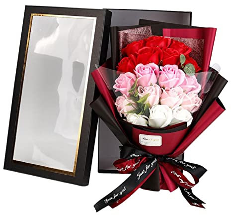 Bouquet de Fleurs de Savon, Roses de Savon avec Un léger Parfum, de Savon de Bain parfumée pour mère, et décoration de Mariage