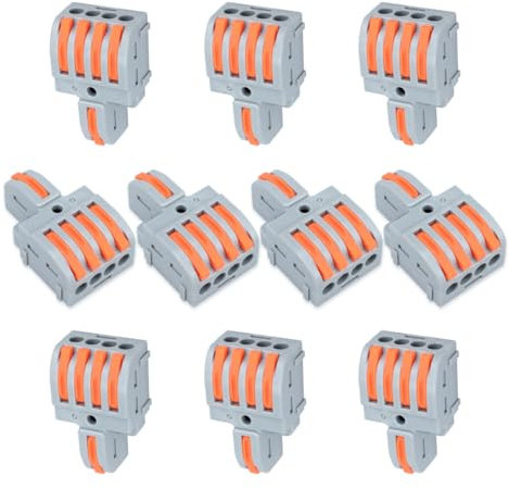 Innfeeltech 10 pezzi di morsetto di connessione, morsetto di connessione da 1 a 4 uscite, con leva, morsetto per cavi con conduttore da 0,2-4 mm² Per progetti fai da te