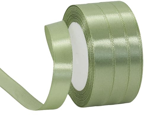 Mrltau 3 stuck Schleifenband Eukalyptus Grün, Satinband Dekoband Geschenkband Breit Band, Geschenkband zum Dekorieren & Basteln, Dekoband, Anlass.