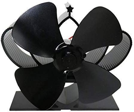 HPTHLY Chimenea Negra de 4 aspas térmicas, Estufa de pellets con Ventilador, Horno, Quemador de Madera, Herramientas para Accesorios Decorativos, Portal