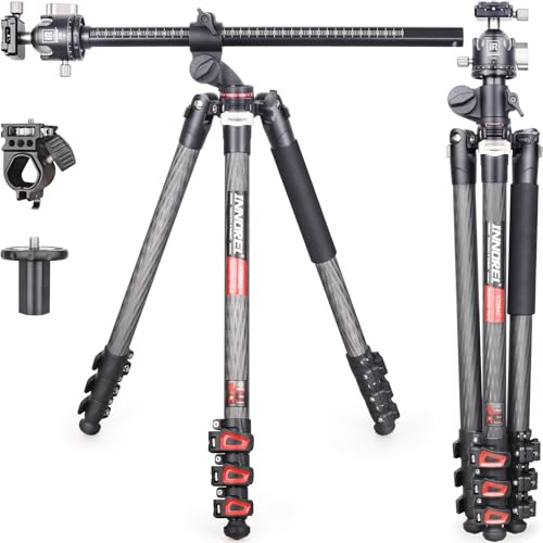 Carbon Fiber Horizontal Tripod INNOREL YT284C, Rotatable Multi-Angle Center Column and 46mm Low Gravity Ballhead Professional Camera Tripod Monopod for DSLR Video Camcorder Overhead Shooting Load 20kg