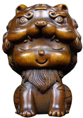 LONDAEE Ancien buis tibétain sculpté avec poignée de lion mignon