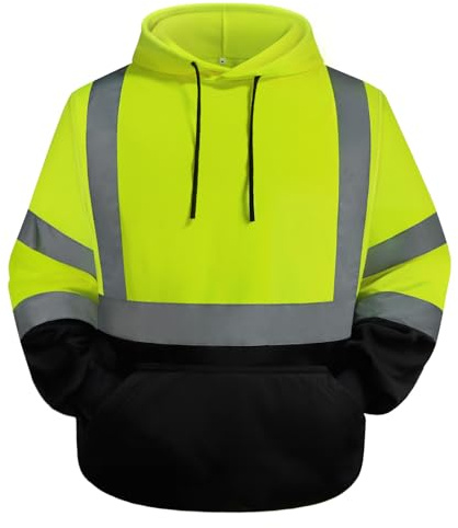 Graunton Hi Vis Hoodie Class 3 Hi Vis Fleece hoodies for men, High Vis Hoodie for Traffic Police, Roadway Workers (TTWY-Yellow Black, L).