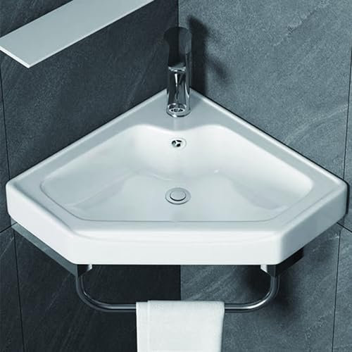 Cucina lavello completo,lavatoio ceramica,lavatoio ceramica,lavandino da esterno giardino,Di piccole dimensioni, con rubinetto e valvola ad angolo caldo e freddo, adatto per cucina, banco da lavoro, e