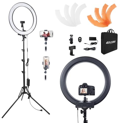 LANGELECTR Ring Light Kit 18 55W 5500k dimmable LED Light, 70inch Foldable Stand, Phone Clip, Short Video, Studio Video Photography Lighting, Spot Lights，Selfie and Live Streaming,You Tube,TikTok