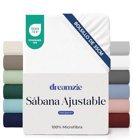 Dreamzie - Lenzuolo con Angoli 135x190cm - Altezza 35cm | Bianco Sporco · Microfibra Ultra Morbida · OEKO-TEX · Per Materassi Spessi · Lenzuola · Letto Francese · Elasticizzato