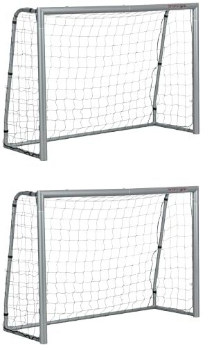 SPORTNOW Football Goal with Ground Stakes | Football Net for Garden, Training Goal, Steel Frame