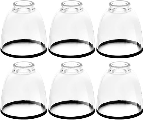 6 Pack Ceiling Fans Glass Shade Covers, Clear Glass Shade Replacements Globes Lampshades with Round Black Border, Screw-Fixed Lamp shade for Light Fixtures Chandelier Sconces Vanity Lights