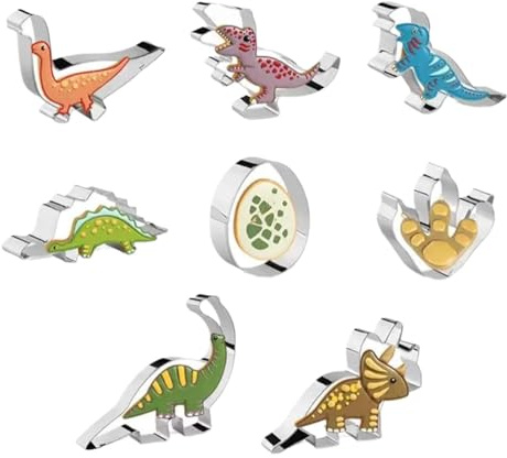 Juego de cortadores de galletas de dinosaurio, moldes de galletas de dinosaurio, molde para tartas de dinosaurio, cortadores de galletas pequeños para uso en fiestas, frutas suaves, pan, sándwiches