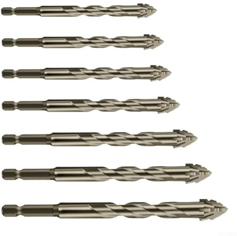 Set di 7 punte eccentriche per trapano triangolare, in metallo duro, per piastrelle, vetro, piastrelle, diametro 3-12 mm, codolo esagonale, punte per trapano multi-materiale per piastrelle, vetro,