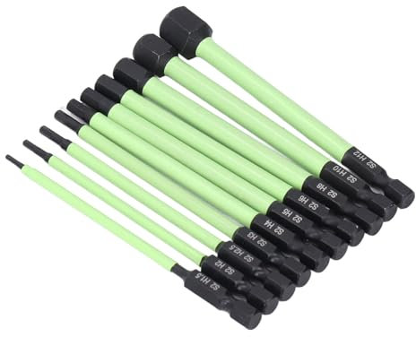 Juego de 10 Brocas con Llave Hexagonal, Fuerte Impacto Magnético, Acero de Aleación S2 de 100 Mm de Largo